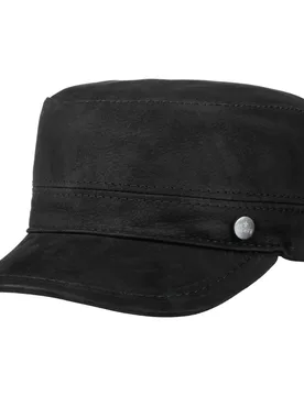 Cubano Leather Army Cap by - black - Female - Size: 58 cm - Lierys - FashionsVida