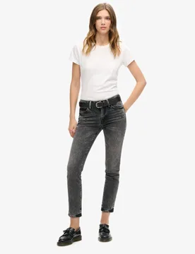 Superdry Damen Röhrenjeans aus Bio-baumwolle mit Mittelhohem Bund Schwarz - Größe: 26/32 - 94.99 - FashionsVida