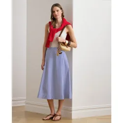 Falda midi con corte evasé estampada