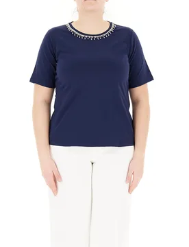 T-shirt in cotone BLU SCURO S - ELENA MIRO' - FashionsVida