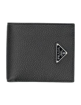 Mini Calf Leather Wallet with Enameled Triangle Logo