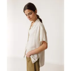 Indi & Cold - Camisa de mujer manga corta cuello camisero