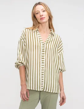 Blusa de mujer con abotonadura frontal y mangas abullonadas - Lasserre - FashionsVida