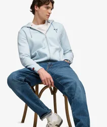 Superdry Herren Essential Logo Zip-hoodie mit Angerauter Innenseite Light Blue - Größe: L