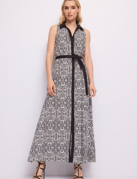 Abito chemisier donna bianco-nero
