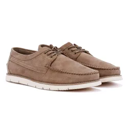 Soho Suede Mens Stone Lace-Up Shoes - Grey - Size Uk 8