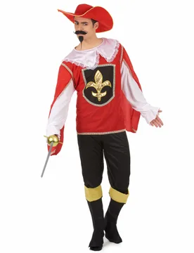 Musketier Herrenkostüm rot-schwarz-gold - KARNEVAL-MEGASTORE - FashionsVida