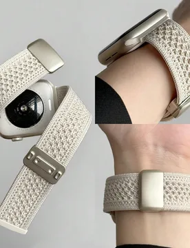 Pieza Correa de reloj unisex de nailon tejido, de cierre magnético y respirable, de color blanco estrellado, compatible con Apple Watch de 38 mm/40 m - Shein - FashionsVida