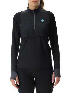 Running Exceleration Wind Long SL Zip Up Damen Sweatshirt, schwarz XS - Uyn - FashionsVida