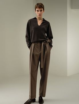 Pantaloni Seta e Lana a Gamba Larga 42 - Eleganti e Traspiranti