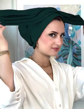 Pieza Turbante instantáneo 2 en 1 clásico para mujer & Diadema, diseño plisado de alta elasticidad, gancho y bucle ajustable, tela de jersey que ab - Shein - FashionsVida