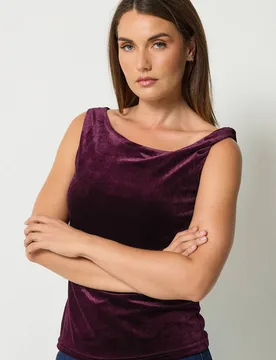 Women's Tall Velvet Twist Top in Burgundy Size: 18 - Burgundy - Size: 18 - Long tall sally - FashionsVida