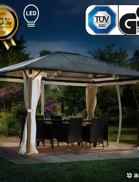 Alu-Pavillon SUMMERDREAM 3x4m beige inkl. LEDs - BRAST - FashionsVida