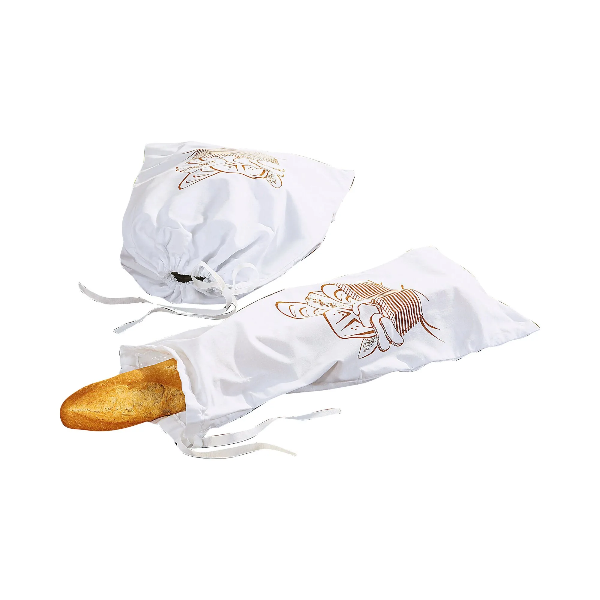 Brotbeutel-Set, 2 Teile weiss braun - genialo - FashionsVida