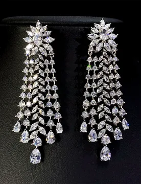 Shiny earrings silver color zirconia crystal jewelry long chain tassel earrings dinner party wedding women jewelry - Aliexpress - FashionsVida