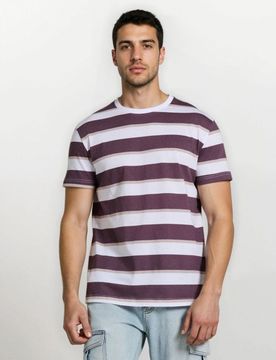 Maglietta in cotone a righe - viola