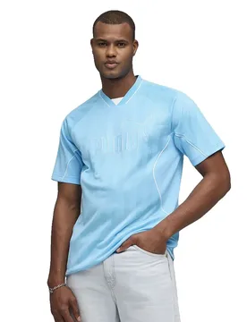 Maglietta A Maniche Corte Con Collo A V Sport Stripe Football Vibrant Blue M - Puma - FashionsVida