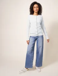 Pure Cotton Crew Neck Cardigan White female
