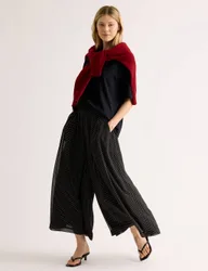 Polka Dot Wide Leg Culottes Black Mix female
