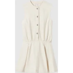 Vestido denim claro evasé plisado