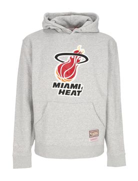 Felpa Cappuccio Uomo Nba Team Logo Hoodie Miahea Grey Marl