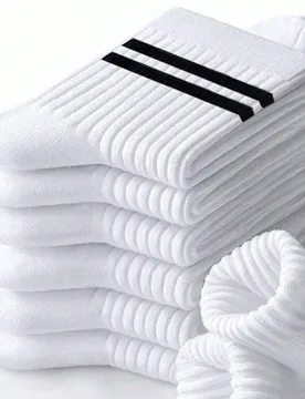 Piezas&25 pares Calcetines deportivos de moda unisex negros & blancos gruesos hasta la pantorrilla, cómodos calcetines largos a rayas de negocios cas - Shein - FashionsVida