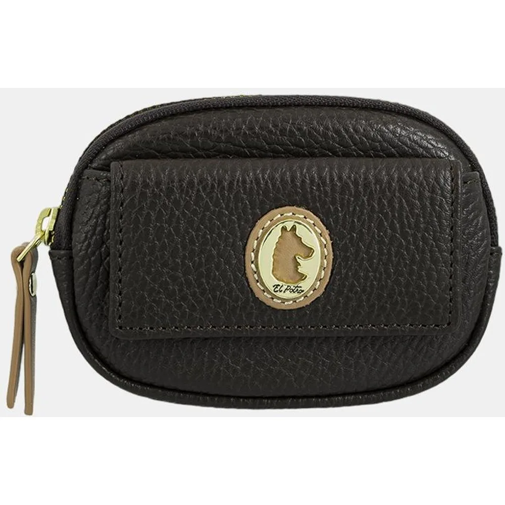 Monedero redondo de piel con tarjetero exterior - El Potro - FashionsVida