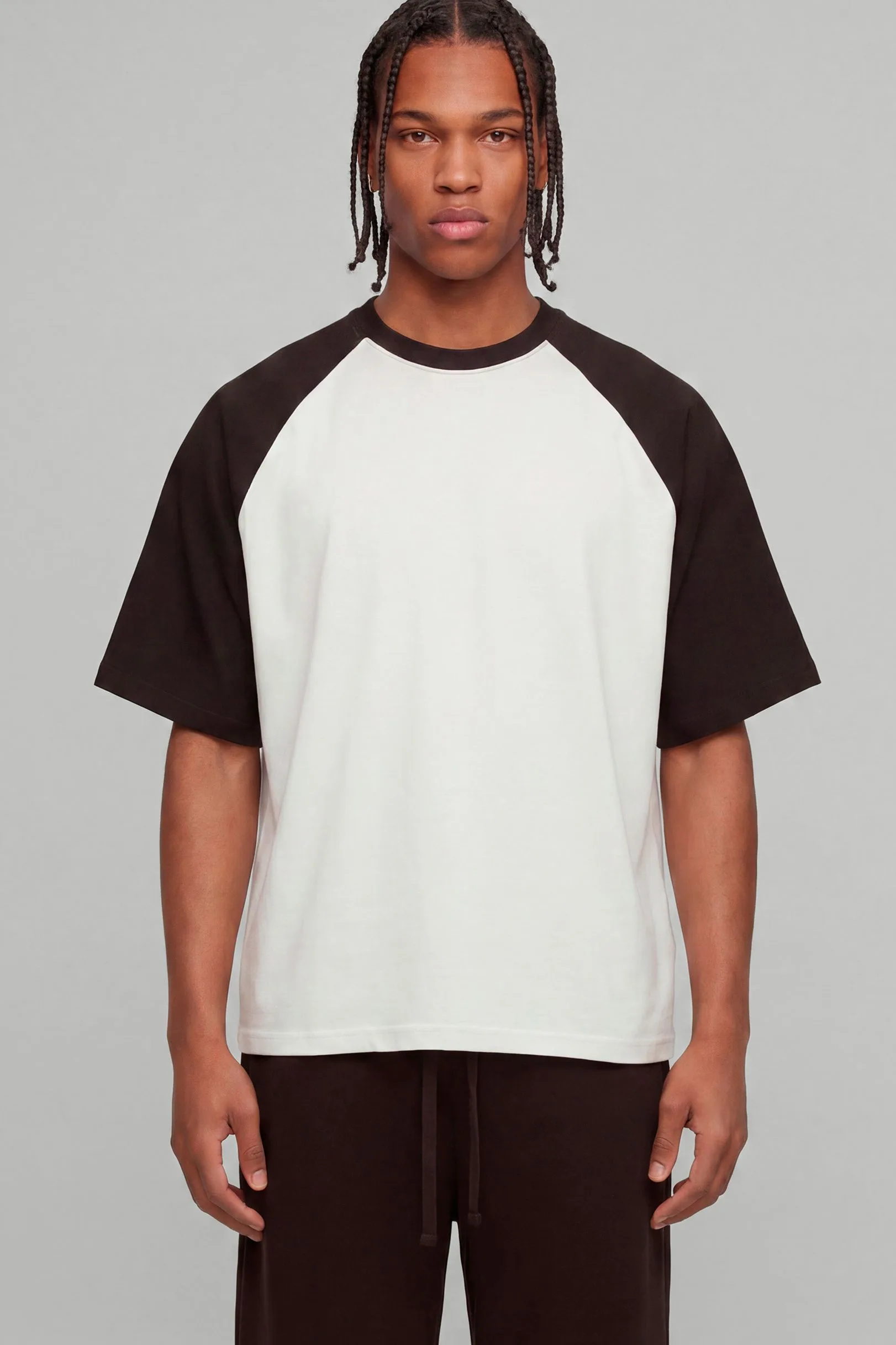 Mens Essential Oversized Fit Raglan T-Shirt - Brown Cotton - Size Large - boohooMAN - FashionsVida