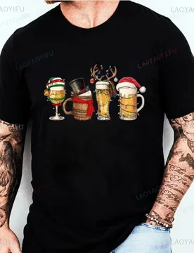 Men Modal T-shirt Unisex Men's Festive Christmas Tee Casual Short Sleeve with Snowflake Beer Antler Prints Breathable Tees - Aliexpress - FashionsVida