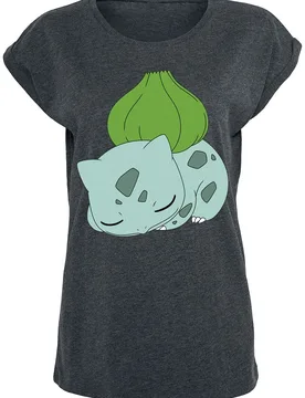 Gaming T-Shirt - Bisasam - S bis XXL - für Damen - Größe S - dunkelgrau meliert - EMP exklusives Merchandise! - Frauen - female - Pokémon - FashionsVida