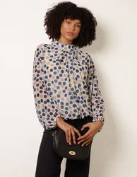 Multi Spot High Next Puffball Top - S/M / WHITE/NAVY - female