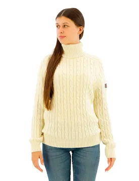 Maglione A Collo Alto Slouchy Cable Natural White XL