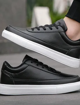 Zapatos de skate de unicolor con cordones delanteros sencillos para hombres, zapatillas de deporte versátiles, ligeras y de moda casual para estudian - Shein - FashionsVida