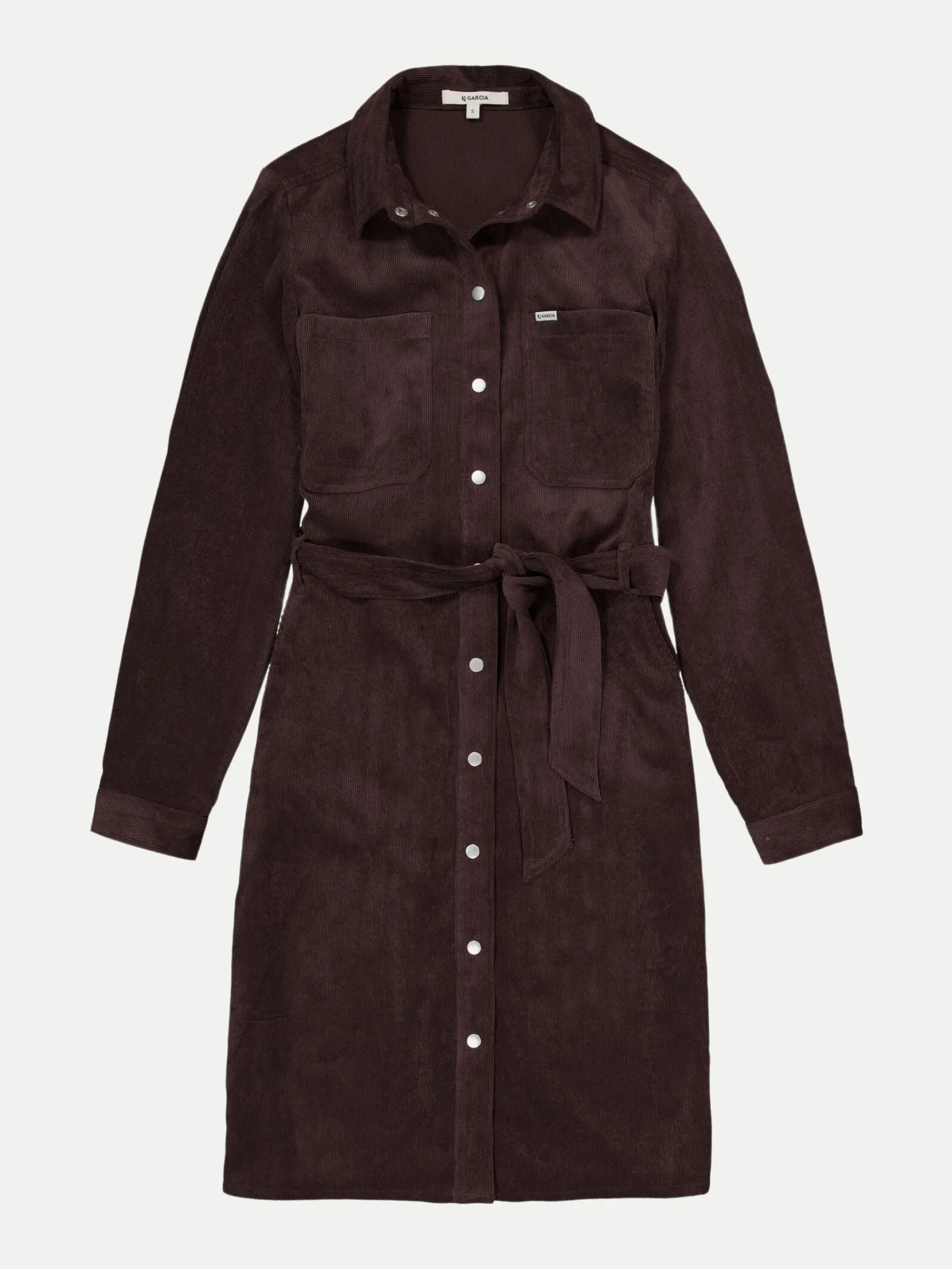 Hemdblusenkleid aus Cord Braun L - Garcia - FashionsVida