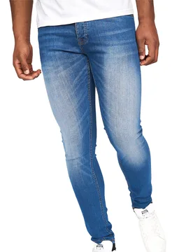 Mens Barbeck Slim Jeans (Stone Wash) - Navy/blue - Size 38 Regular - Crosshatch - FashionsVida
