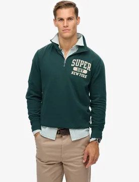 Superdry Herren Vintage Athletic Zip Pullover mit Halbreißverschluss Green - Größe: XL - 89.99 - FashionsVida