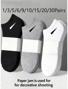 Pares de calcetines deportivos unisex para hombres y mujeres, calcetines cortos de tobillo blancos/negros/grises con patrón de rayas diagonales, cóm - Shein - FashionsVida