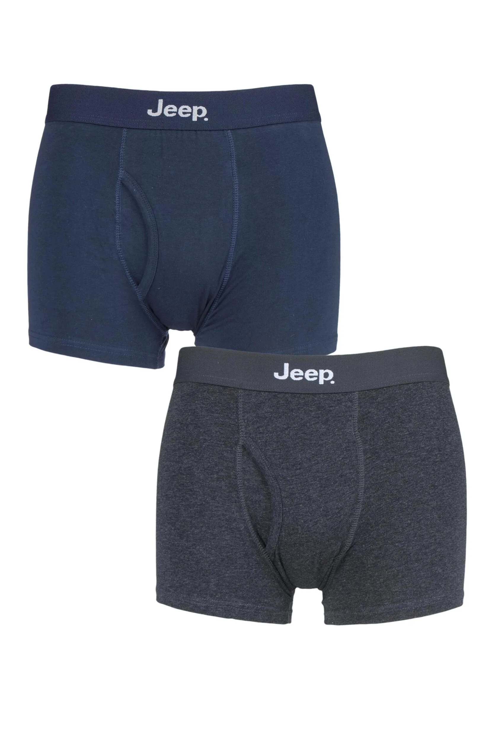 Pack Navy / Charcoal Cotton Plain Fitted Key Hole Trunk Boxer Shorts Men's Extra Large - - Assorted - Size: Extra Large - Jeep - FashionsVida