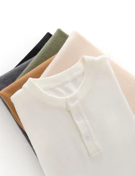 Summer Men's Henley Neck Knitted Solid Color Male Tops T-shirts Comfortable Breathable Short-Sleeved Tee for Casual Wear - Aliexpress - FashionsVida