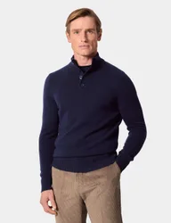 Pure Lambswool Funnel Neck Jumper Navy male