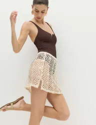 Broderie Mini Beach Skirt Neutral female