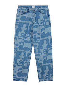 Jeans Uomo Denim Allover Pants Raw Denim