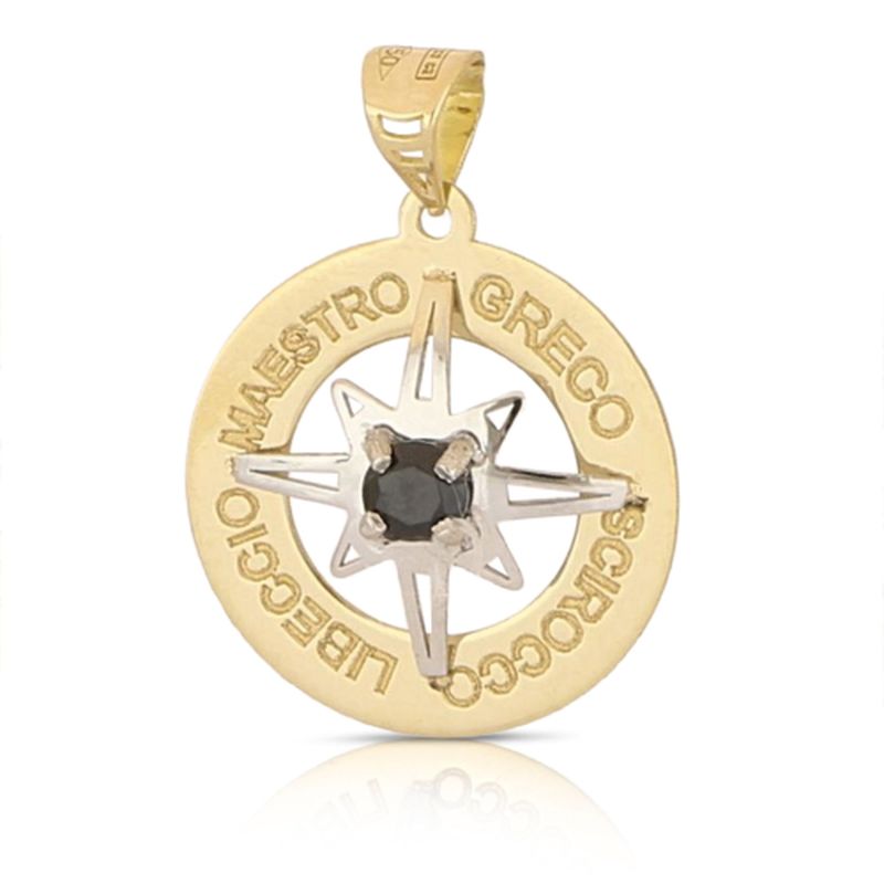 Ciondolo Rosa dei Venti Oro Bianco Giallo 18kt GL102516