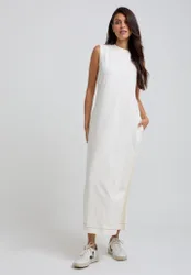 Kerri Sleeveless Jersey Maxi Dress In Cream - S