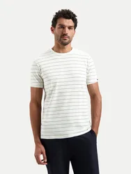 T-Shirt mit gestreiftem Muster Weiß 3XL