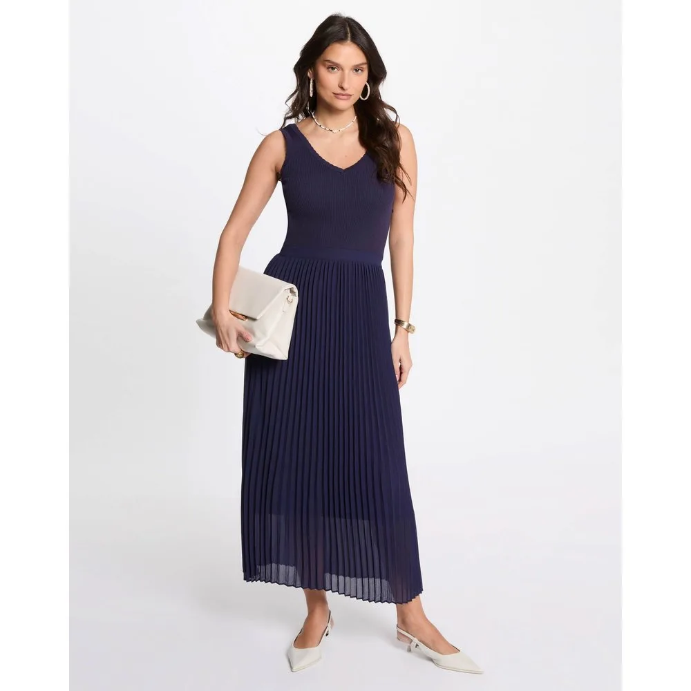 Vestido punto largo entallado - Morgan - FashionsVida