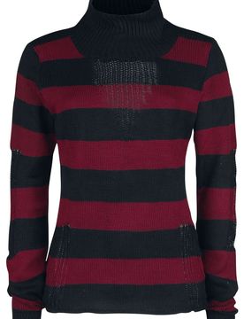 Strickpullover - Annabella Top - M bis 4XL - für Damen - Größe XXL - rot/schwarz - Frauen - female