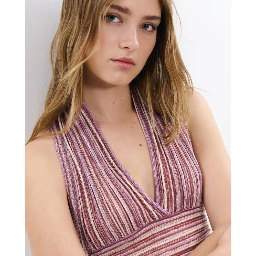 Top de mujer de rayas con cuello halter - Brownie - FashionsVida