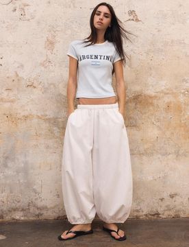 T-Shirt mit Print Himmelblau M