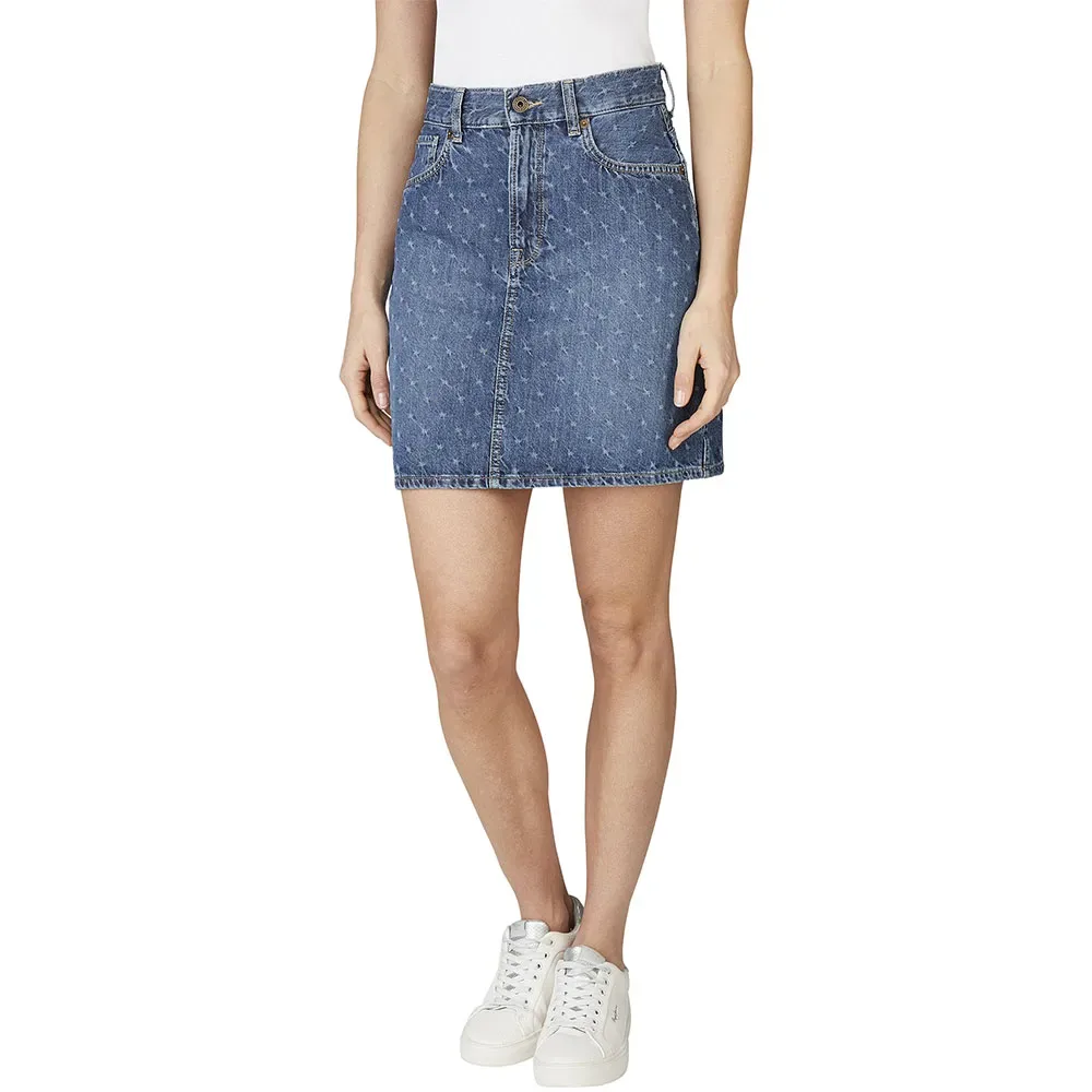 Gonna Corta Di Jeans A Vita Alta Mini Denim 4F0 M - Pepe jeans - FashionsVida